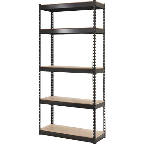 L-Beam 5-Tier Black Steel Shelving