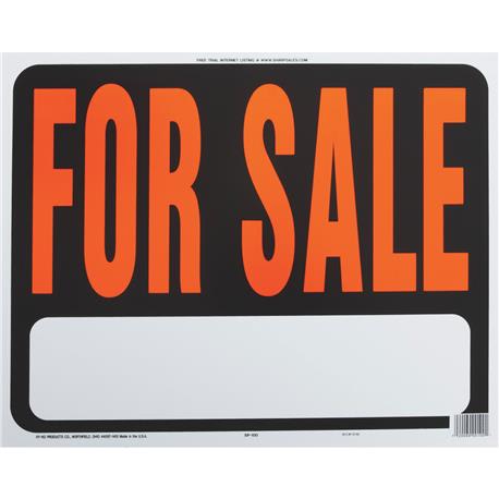 Hy-Ko For Sale Plastic Sign, 15 In. x 19 In.