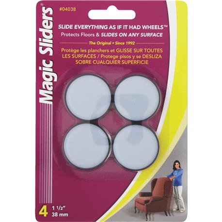 Magic Sliders 1-1/2 In. Round Self Adhesive Furniture Glide, 4-Pack