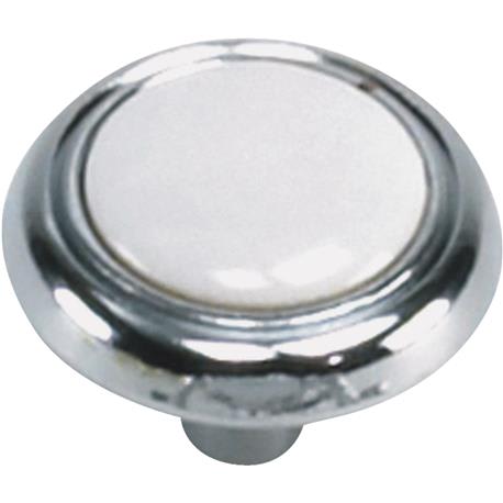 Laurey Chrome & White Porcelain Accent Knob, 1.25 in.