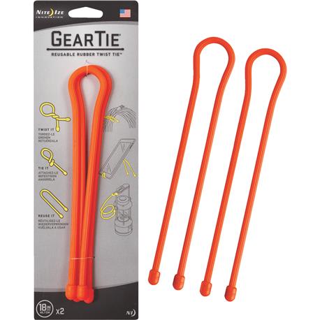 Nite Ize Gear Tie 18 in. Reusable Rubber Twist Tie, Bright Orange