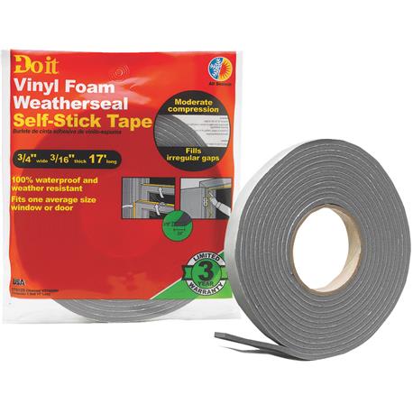 Do it Best Charcoal Foam Weatherstrip Tape, 3/4 x 3/16 In. x 17 ft.