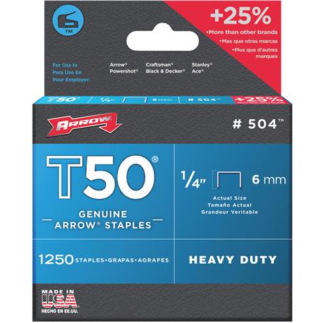 Arrow T50 Heavy-Duty Staple, 1/4 In.