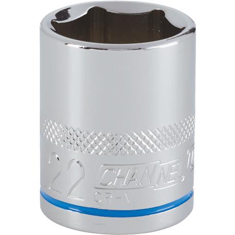 Channellock 1/2 in. Drive 22mm 6-Point Shallow Metric Socket