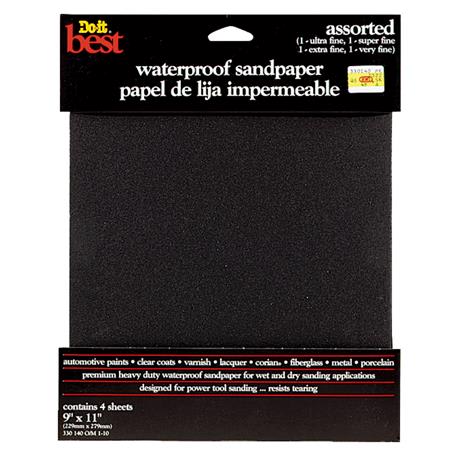 Do it Best 9 x 11 in. Waterproof Assorted Fine Grit Sandpaper, 4-Pack