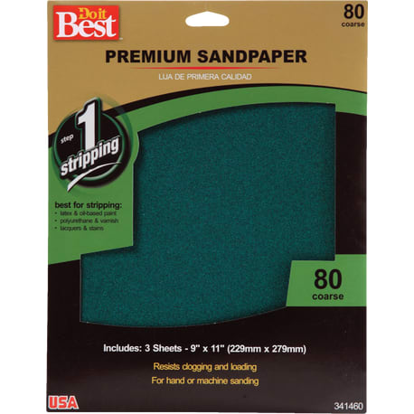 Do it Best 9 x 11 in. 80-Grit Coarse Premium Plus Sandpaper, 3-Pack