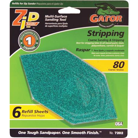 Gator 80-Grit Zip Hand Sander Refill, 6-Count