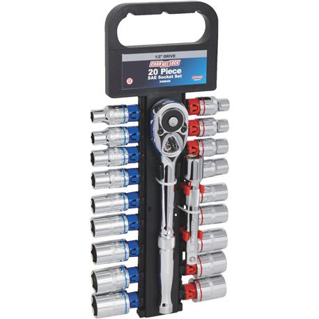 Channellock 1/2 in. Drive 6-Point Shallow Ratchet & Socket Set, 20-Piece