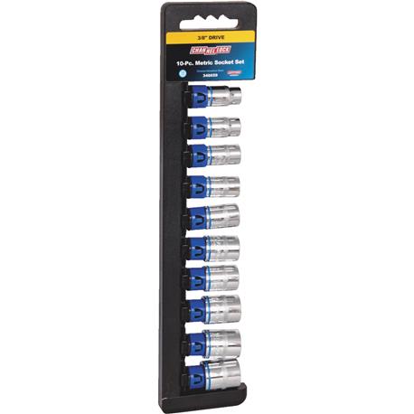 Channellock 3/8 in. Drive 12-Point Shallow Metric Socket Set, 10-Piece