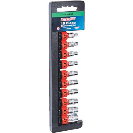 Channellock 1/4 in. Drive 6-Point Shallow Standard Socket Set, 10-Piece