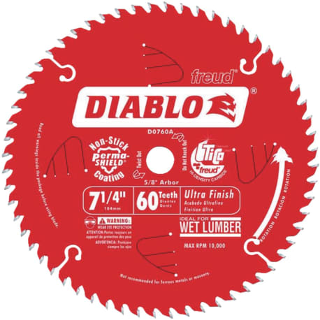 Diablo 7-1/4-In. 60 Tooth Ultra Finish Saw Blade