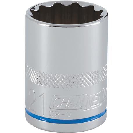 Channellock 1/2 in. Drive 21mm 12-Point Shallow Metric Socket