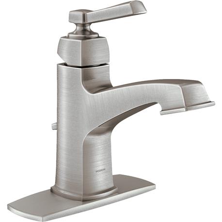 Moen Boardwalk Brushed Nickel One Handle High Arc Bathroom Faucet