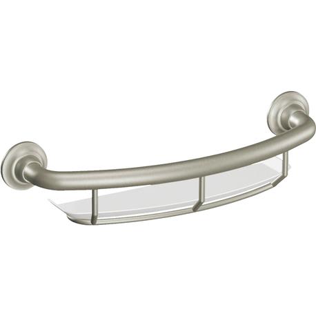 Moen Brushed Nickel Grab Bar with Shelf, 16 in.