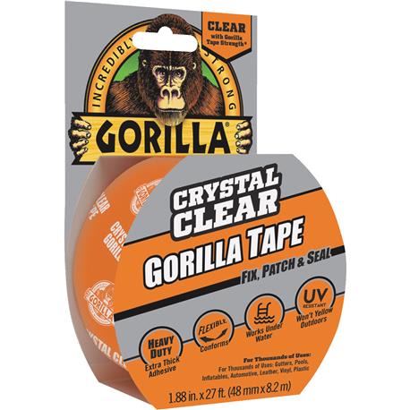 Gorilla Crystal Clear Duct Tape, 1.88 in. x 9 yd.