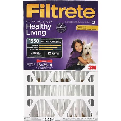 Filtrete 16"x 25" x 4" Slim Fit Allergen, Bacteria & Virus Furnace Filter