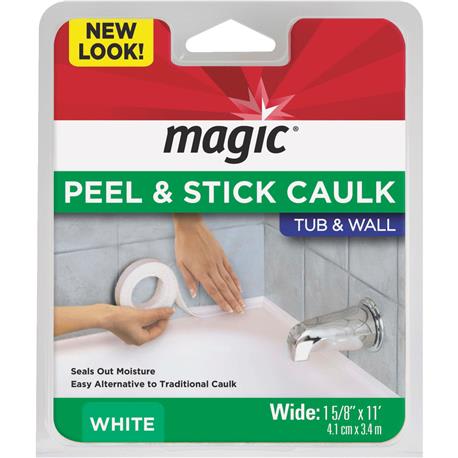 Magic White Shower & Wall Caulk Strip, 1-5/8 x 11 ft.