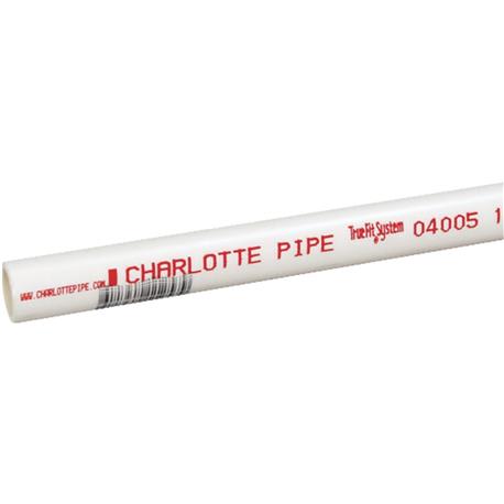 Charlotte PVC Cold Water Pressure Schedule 40 Pipe, 1/2 In. x 10 Ft.