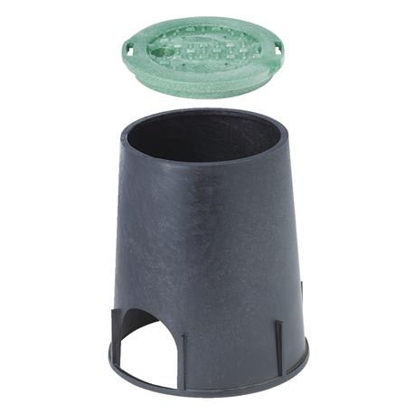 NDS Round Black & Green Valve Box with Cover, 7 in.