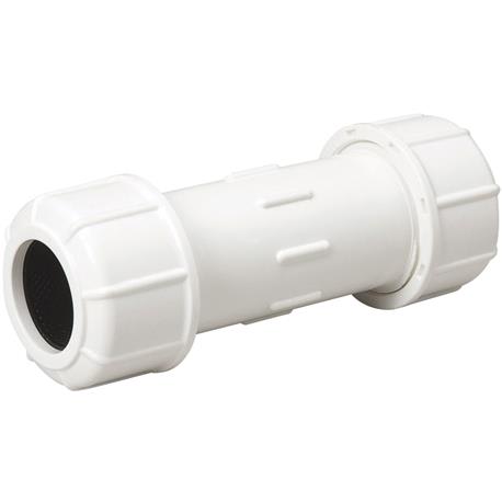 B&K Plastic Compression PVC Coupling, 1-1/4 In. x 7 In.