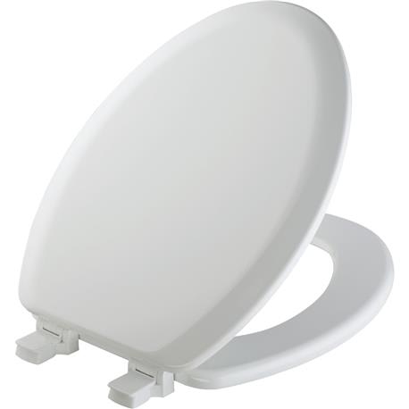 Mayfair Elongated White Wood Toilet Seat