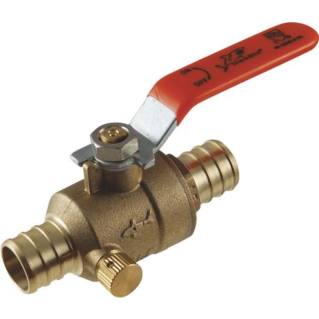 SharkBite 1/2" Brass Barb Ball Valve with Drain