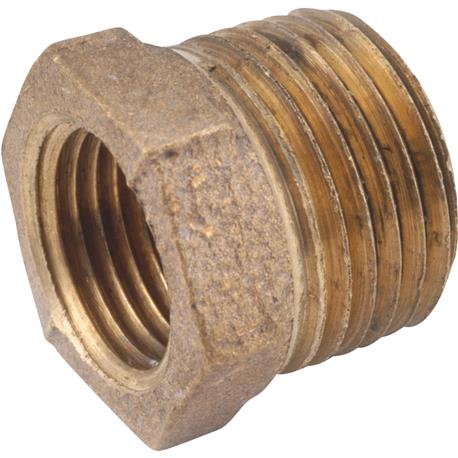 Anderson Metals Red Brass Hex Reducing Bushing, 3/4 In. MPT x 1/4 In. FPT