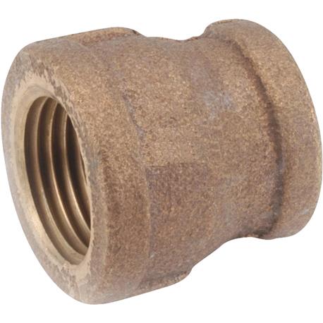 Anderson Metals Threaded Reducing Red Brass Coupling, 1/2 In. x 3/8 In.