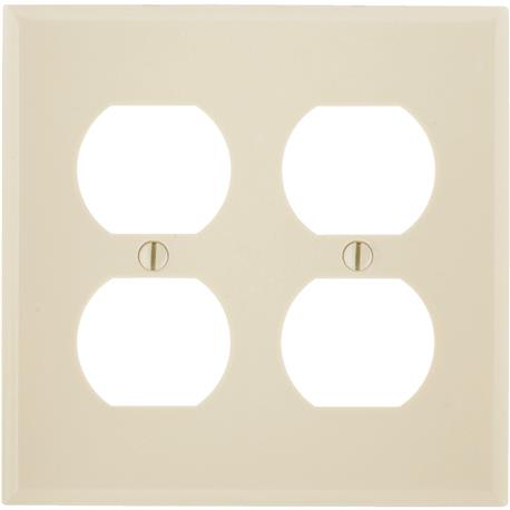 Leviton 2-Gang Smooth Plastic Outlet Wall Plate, Ivory