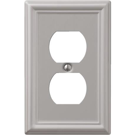 Amerelle Chelsea Stamped Steel 1-Gang Outlet Wall Plate, Brushed Nickel