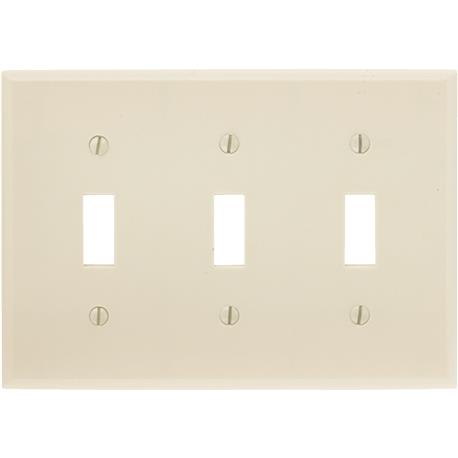 Leviton 3-Gang Ivory Plastic Toggle Switch Wall Plate