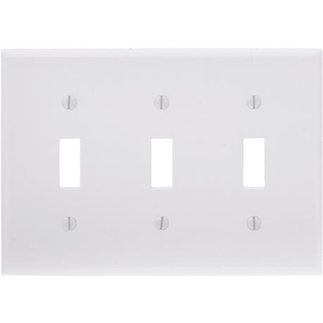 Leviton 3-Gang White Plastic Toggle Switch Wall Plate