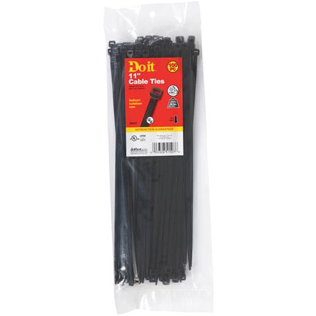 Do it Best 11 In. x 0.189 In. Black Molded Weather Resistant Cable Tie, 100-Pack