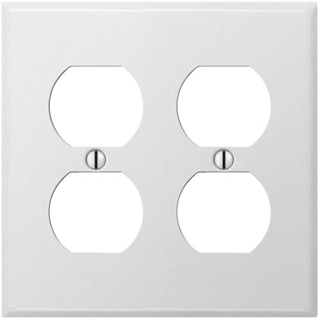 Amerelle Pro Stamped Steel 2-Gang Outlet Wall Plate, Smooth White