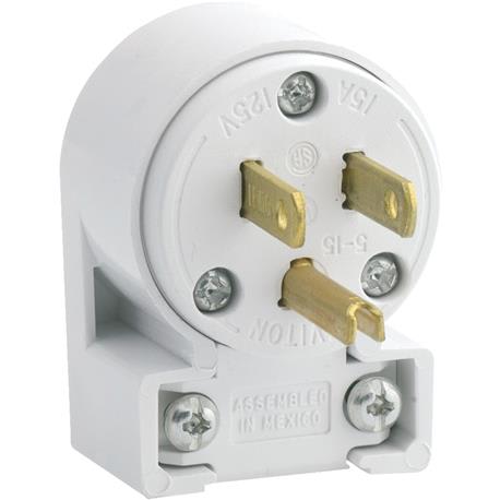 Leviton 15 Amp White Commercial Grade Angle Cord Plug