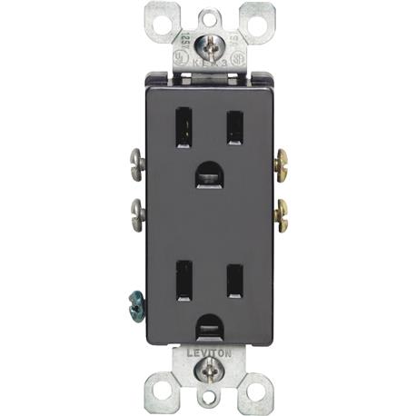 Leviton Decora 15 Amp Black Residential Grade 5-15R Duplex Outlet