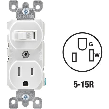 Leviton White 15 Amp Commercial Grade Switch & Outlet