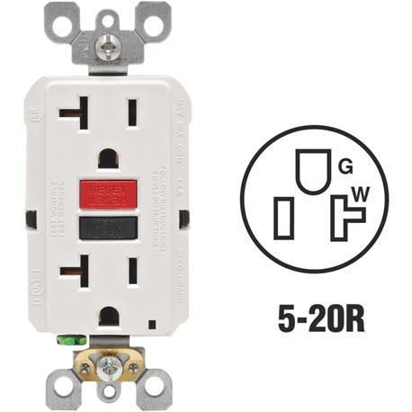 Leviton SmartlockPro White Commercial Grade 5-20R GFCI Outlet