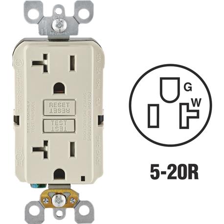 Leviton SmartlockPro Self-Test 20 Amp Light Almond Commercial Grade GFCI Outlet