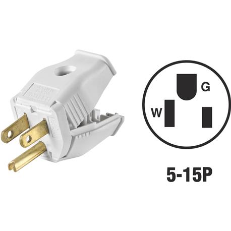 Leviton 15 Amp White Clamp Tight Cord Plug