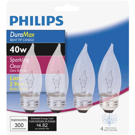 Philips DuraMax BA9.5 Incandescent Decorative Light Bulb, 4-Pack