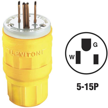 Leviton Yellow Wetguard Cord Plug