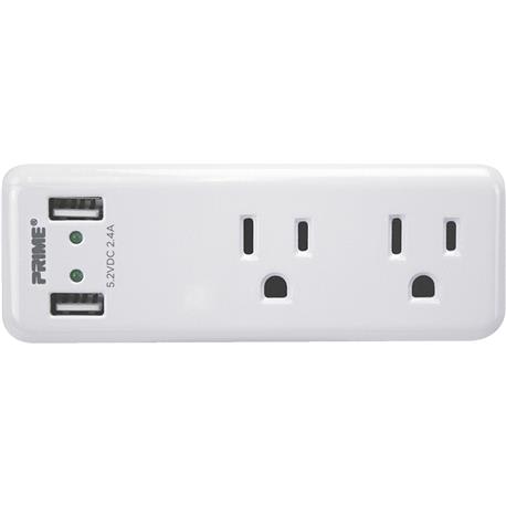 Prime Wire & Cable 2-Outlet Space Saving USB Charger