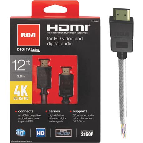 RCA 12' White 4K Ultra Digital Plus HDMI Cable