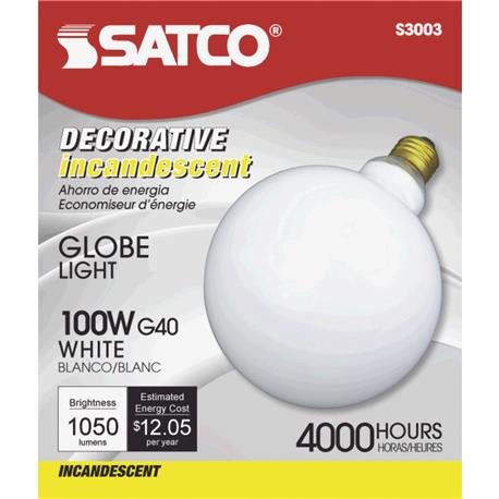 Satco 100 Watt G40 Globe Light Bulb