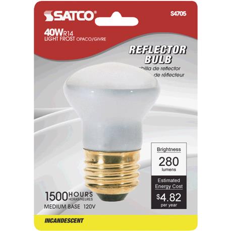 Satco 40 Watt R14 Medium Incandescent Frost Floodlight Light Bulb