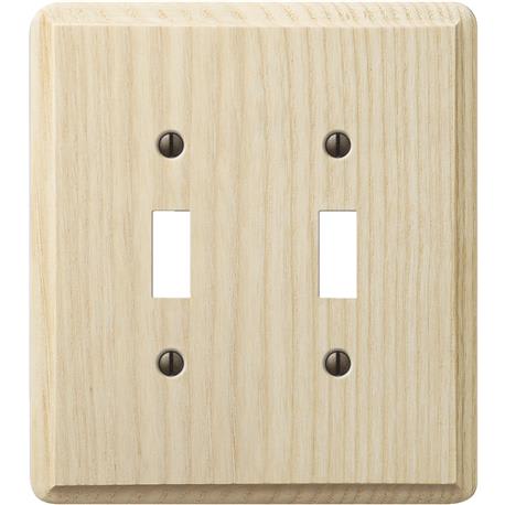 Amerelle Solid Ash 2-Gang Toggle Switch Wall Plate, Unfinished Ash