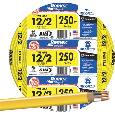 Romex 250 ft. 12-2 Yellow Solid NMW/G Wire