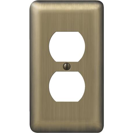 Amerelle Stamped Steel 1-Gang Outlet Wall Plate, Brushed Brass