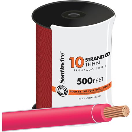 Southwire 500 ft. 10 AWG Red Stranded THHN Wire